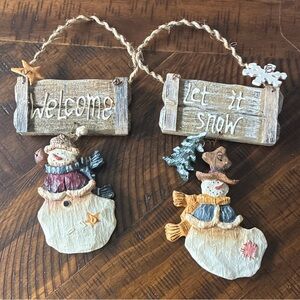 Rustic Snowman Holiday Ornaments - Brown and Cream